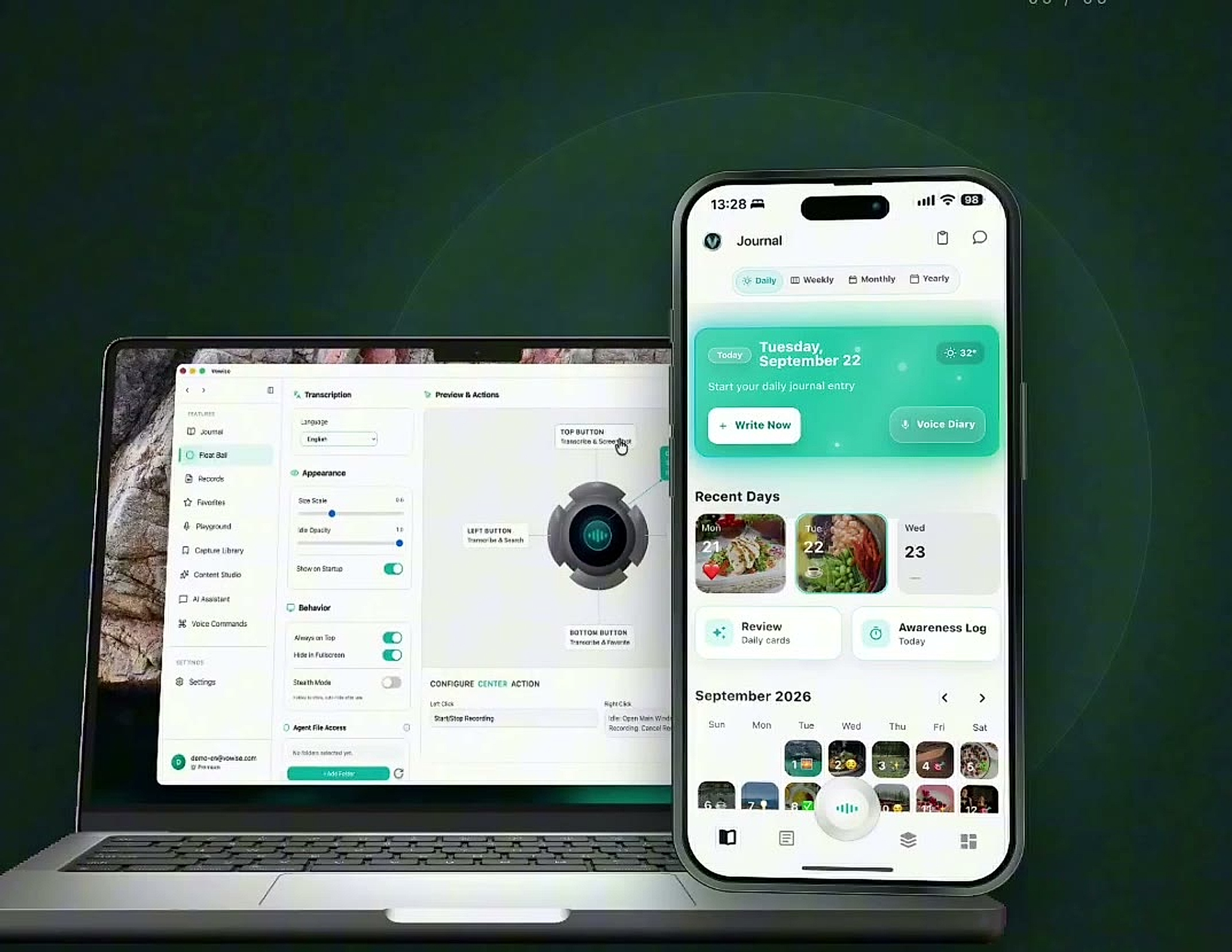 Vowise sur ordinateur portable et smartphone