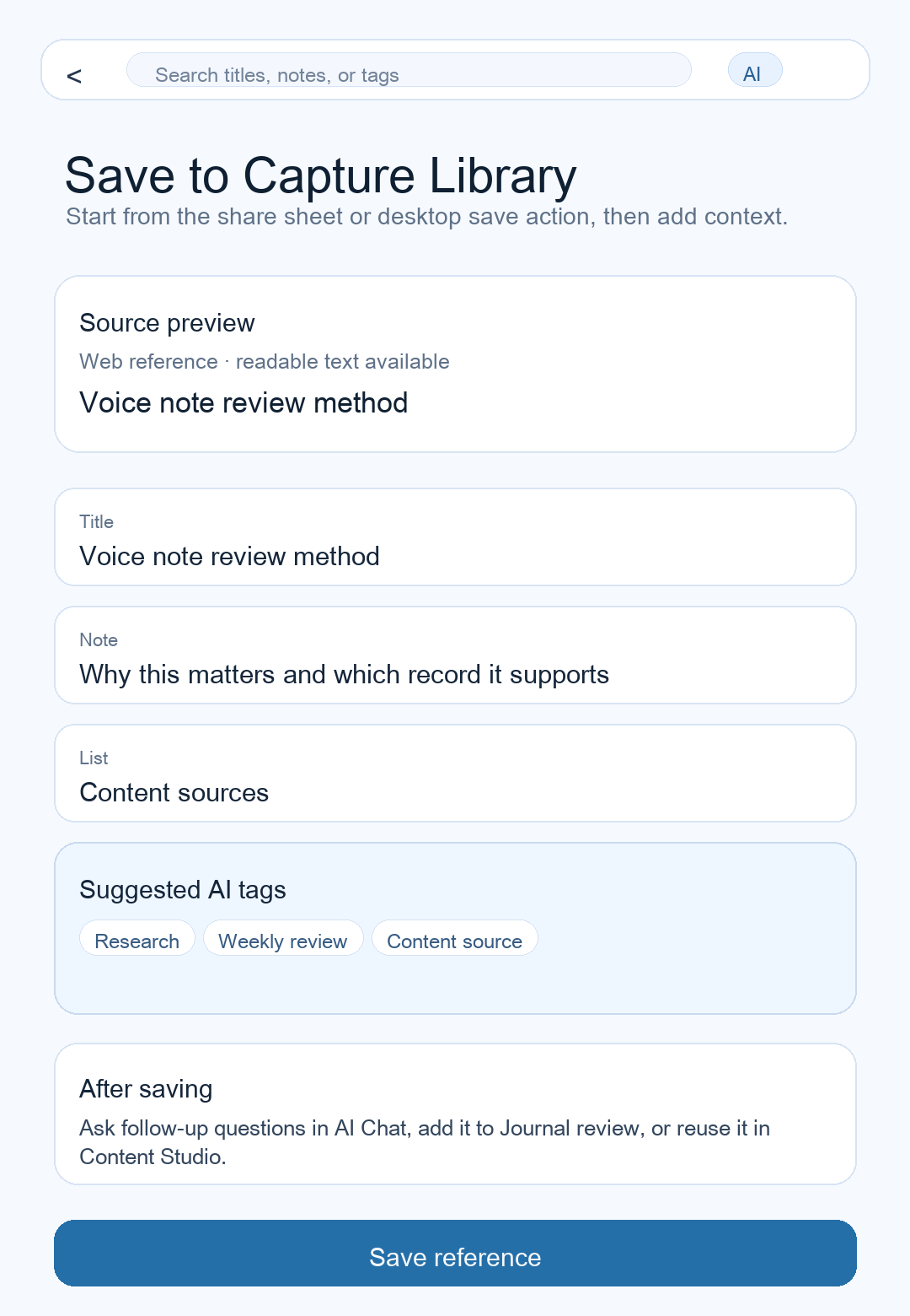 Mobile save action example